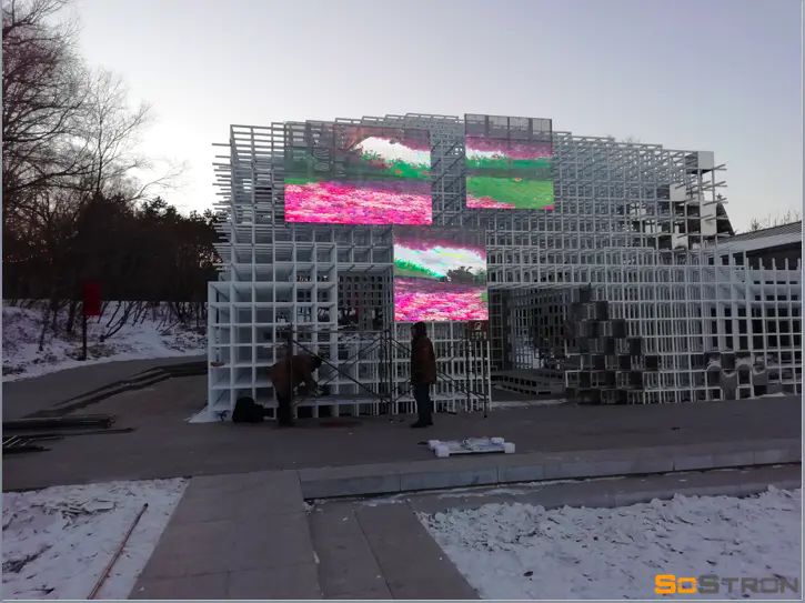 SoStron Transparent LED display is also suitable for cold places