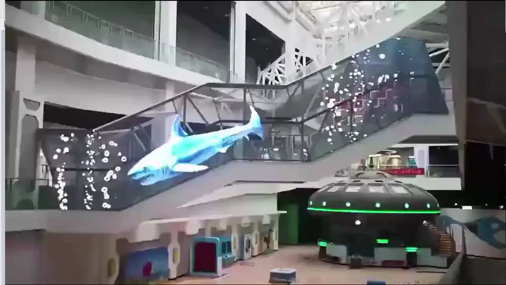 Transparent led display in shopping mall